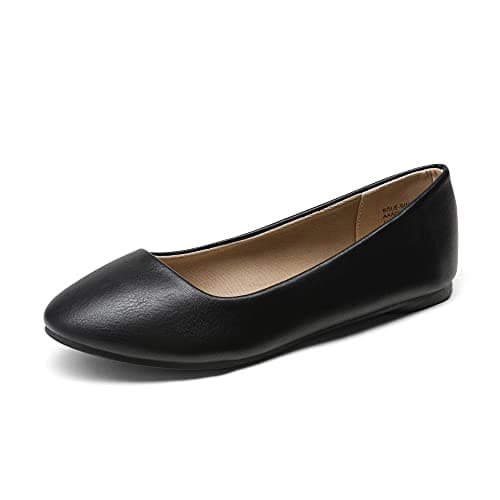 Image of DREAM PAIRS Women's Sole-Simple Ballet Flat,Ladies' Ballerina Walking Flats Shoes for Comfort and Fashion Style,Size 5,Black/Pu,Sole-Simple