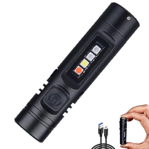 Image of Multi-Functional Aluminum Alloy Mini Flashlight, Magnetic Small LED Torches, Super Bright Mini Torch with 6 Modes, Rechargeable LED Torch Flashlight with Pocket Clip,Waterproof Pocket Light (Black)