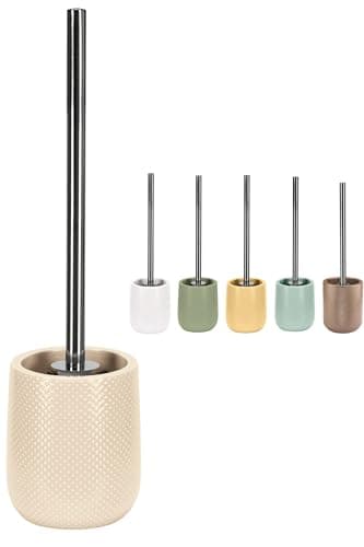 Image of KW Luxury Ceramic/Porcelain/Stoneware Toilet Brush and Holder (Biege)