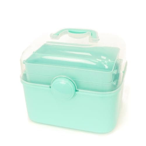 Image of Craftelier - Multipurpose Storage Box Made of Durable Plastic | 3 Tier Organizer with Removable Trays for Tools, Crafts, Medicine Cabinet and Accessories | 27x23x23.5cm | Blue