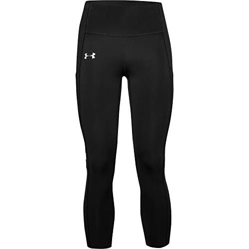 Image of Under Armour Women Qualifier Speedpocket Roadside Runway Crop Legging - Black/Reflective (001), Medium