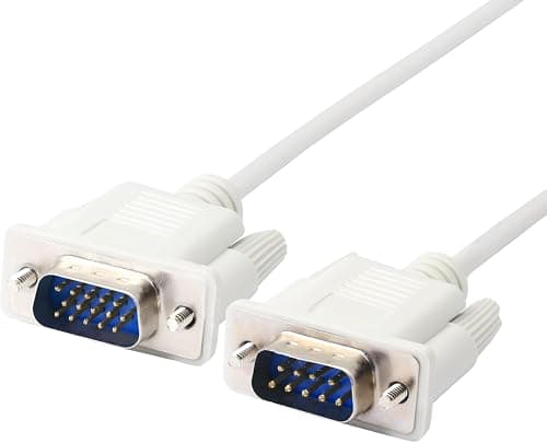 Image of DB 9-Pin Male to VGA 15-Pin Male Video Adapter Cable | RS232 Serial to VGA Connection Cord | Shielded Signal Wire for Monitor Projector KVM Display | 4.5ft Non-OEM Replacement