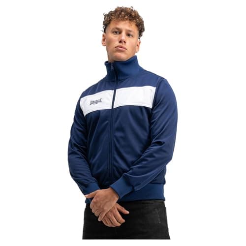Image of Lonsdale Men's Alnwick Track Jacket, Navy/White, 4XL