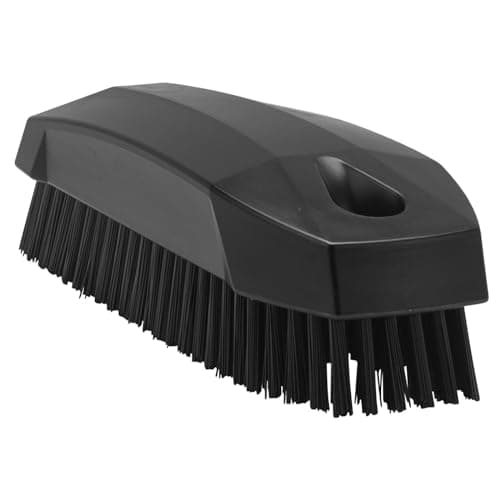 Image of Vikan 64409 Stiff Nail Scrubbing Brush Clean Bathroom Kitchen Upholstery Fabric 13cm x 5cm x 4cm, Black, 6440