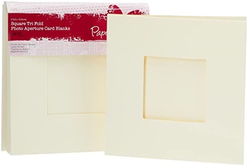 Image of Papermania 300 gsm Square Tri Fold Window Aperture Card Blanks and Envelopes, Pack of 10, Cream