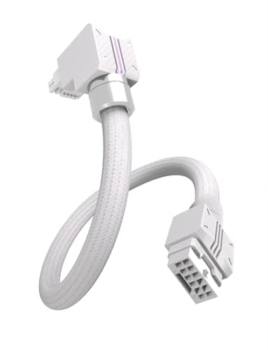 Image of EZDIY-FAB UNIFAS ARGB 16-Pin 12VHPWR GPU Extension Cable for RTX 40/50 Series, 16AWG 90° Right-Angle 12V-2x6 PCIe 5.1 PSU Extension, 5V 3-Pin RGB Sync,Unified Cable Design,Standard Type,White
