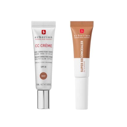 Image of Erborian - CC Cream with Centella Asiatica Deep 15 ml - Color Correcting Cream + Super BB Concealer Deep 10 ml - High-Coverage Treatment Concealer Enriched