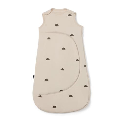 Image of Snuz Baby Sleeping Bag with Nappy Zip - For Easy Nappy Changes, Super Soft Cotton Sleeping Bags with Easy Fit Poppers, Meets British Safety Standard, Sand Cloud, 1 Tog 0-6M