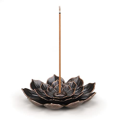 Image of SLKIJDHFB Lotus Incense Holder Brass Stick Holder Cone Coil Burner with Detachable Ash Catcher for Home Office Yoga Meditation