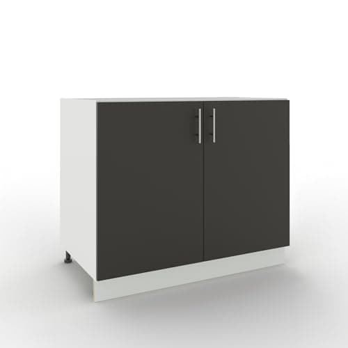 Image of JD Greta Adjustable Kitchen Base Unit - 1000mm - Base Cabinet with Doors (No Worktop) - Dark Grey Matt