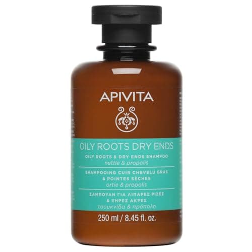 Image of Apivita - Oily Roots Dry Ends Shampoo - Nettle, Propolis & Honey - Natural Shampoo for Oily Scalp and Dry Ends - Cleanses Gently, Balances Oiliness at Roots, While Moisturizing Dry Hair Ends - 250ml