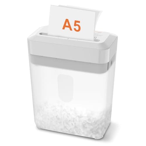 Image of Bonsaii 6-Sheet Cross Cut Paper Shredder for A5, P-4 Compact Shredder for Home and Small Office Use, Shreds Credit Cards, Staples and Paper Clips, Overheat Protection, White, C292-A