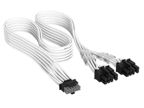 Image of Corsair Elite Premium Individually Sleeved PCIe 12V-2x6 to 2x 8-Pin (6+2 Split) PSU Cable – Triple-Mesh Paracord Sleeve, Low-Profile Cable Combs, Compatible with 12V-2x6 PSUs – White