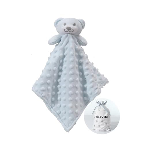 Image of CREVENT Cozy Plush Baby Security Blanket Loveys, Soft Fleece Comforter Cuddle Blanket, Great Gifts for Baby Showers (Blue Bear)