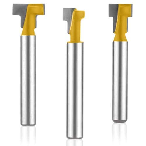 Image of 3pcs Keyhole Router Bits Set, 1/4" Shank T Slot Cutter Router Bits with Blade Diameter 5/16" & 3/8" & 1/2", T Track Slot Cutter Hex Bolt Milling Cutters Set Key Hole Bit Accessories for Woodworking