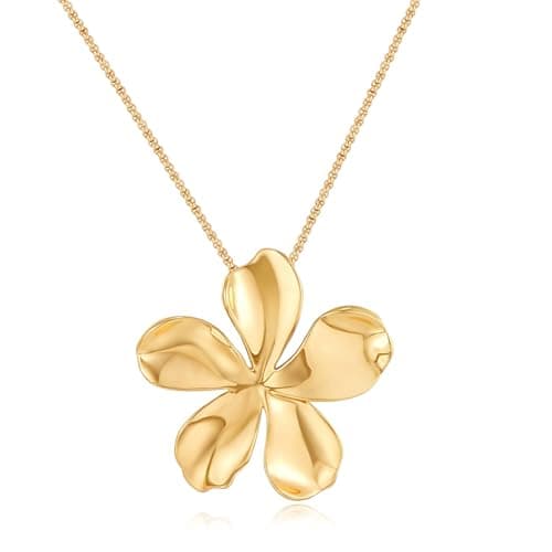Image of LILIE&WHITE Gold Flower Long Necklace for Women– Elegant Floral Design with Long Chain, Stylish Women Jewelry, Gift for Her, Fashion Accessory for Any Occasion