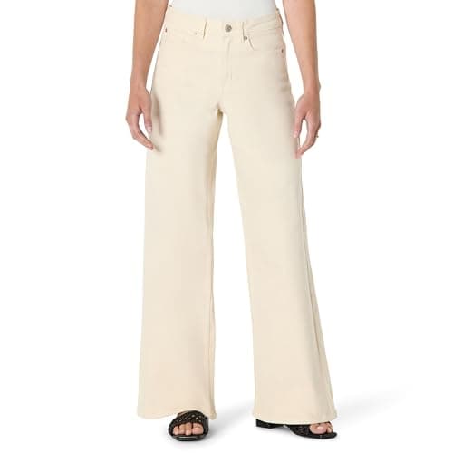 Image of Amazon Essentials Women's Low-Stretch High-Rise Wide-Leg Jeans, Ecru, 16