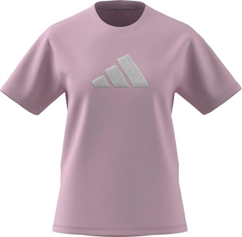 Image of adidas Women's Textured Gingham Big Logo Graphic T-Shirt, Clear Pink, M