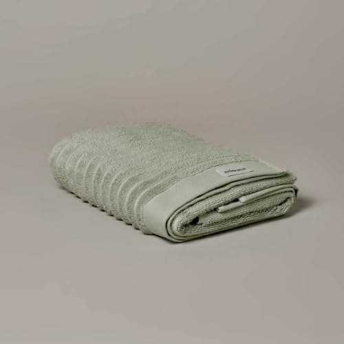 Image of Misona 100% Organic Cotton Bath Towel 70 x 125cm – Luxury Heavyweight 650GSM Ribbed Bathroom Towels (Sage Green)