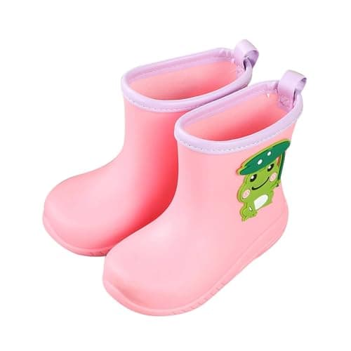 Image of Kids Yellow Wellies Boys Girls Wellington Boots Waterproof Non-slip Short Rain Boots Toddler/Little Kid/Big Kid Black Blue Khaki Pink Yellow Green Size 2 3 1 13 4 6
