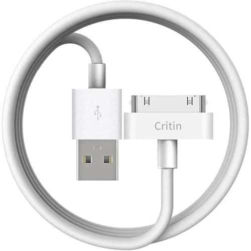 Image of Critin 30 Pin Charging Cable for iPhone 4/4S 3G/3GS, iPad 1/2/3,Old A-pple Charger Cable,USB Sync & Charge Cord Compatible with iPod Nano/Touch,30-Pin Dock Connector,1m