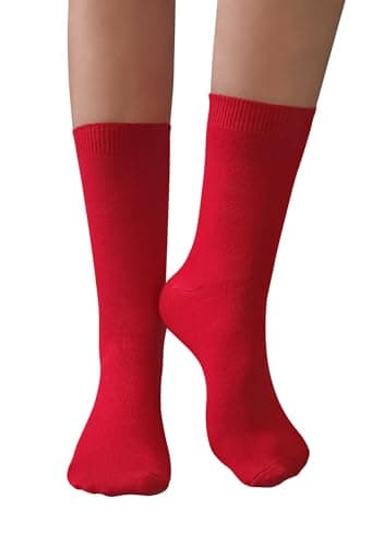 Image of NuJake 3 Pack Girls Quality Everyday Use Size 4-5.5 Cotton Rich Crew Length School Socks (UK, Numeric, 4, 5.5, Regular, Regular, Red)
