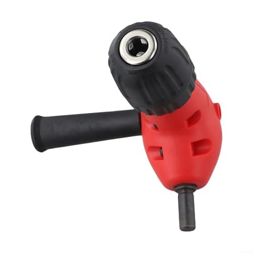 Image of 90 Degree Right Angle Drill Adapter with 10mm Keyless Chuck, 20N·m Torque Attachment for Tight Spaces and Corner Drilling in Wood Metal Plastic, Red Black