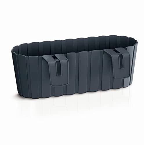 Image of Prosperplast Boardee Hook Flower Box Balcony Flower Pot Planter 4.9 L 383 x 212 x 130 mm (Anthracite)