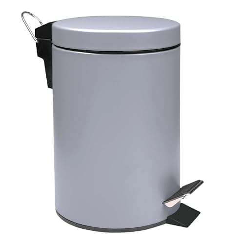 Image of Crystals 3L Stainless Steel Pedal Bin – Small Rubbish Waste Bin with Hands-Free Close Lid – Compact Bathroom Bin, Toilet Bin & Kitchen Waste Bin – Durable, Easy Clean, Ideal for Home or Office (Grey)
