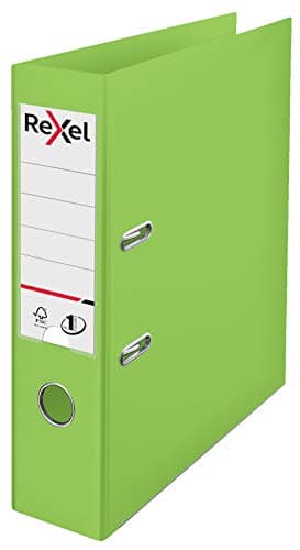 Image of Rexel Choices, A4 Lever Arch File, 75 mm Spine, 500 Sheet Capacity, Plastic Cover, File Folder, 2115505, Light Green