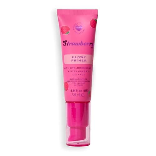Image of I Heart Revolution Strawberry Glow Primer, Shimmer Formula Infused with Hyaluronic Acid, Vegan & Cruelty-Free, 25ml