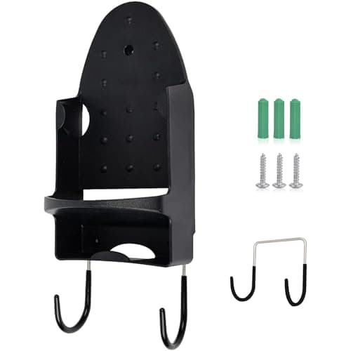 Image of Oranlife Ironing Board Hanger Wall Mount Electric Iron Holder Ironing Board Rack Household Bathroom Shelf - for Max 5 inch Width - Black