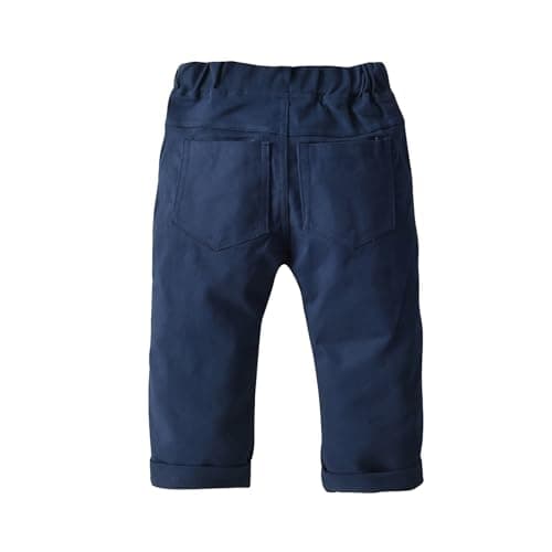 Image of inlzdz Toddler Baby Boys Cargo Jogger Trousers Side Pockets Overalls Casual Chino Cargo Pants Solid Color Navy Blue C 2-3 Years