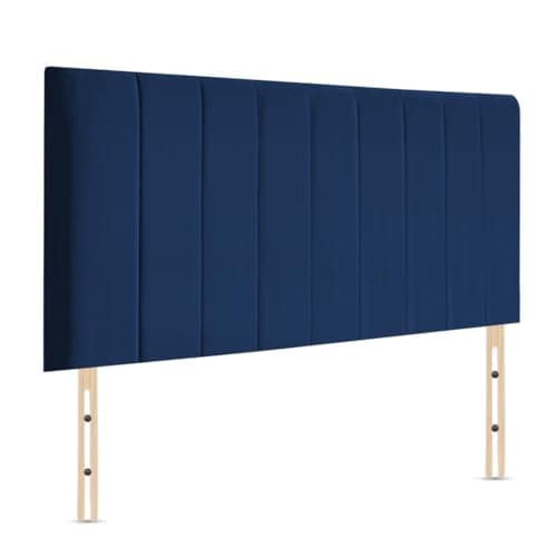 Image of Elixir Furniture Portland Divan Headboard – 2ft6 Small Single | 20-Inch Tall Upholstered Headboard | Plush Velvet in Blue | Elegant Padded Design (Blue, 2ft6 Small Height-20inch)