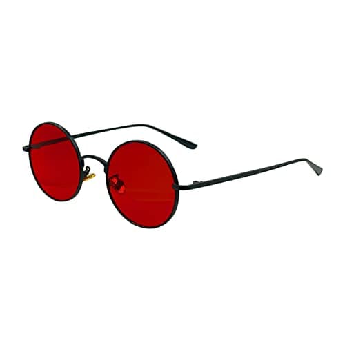 Image of SEIUKS Sunglasses Unisex Round Sunglasses Men Circle Womens Mens Sun Glasses UV400 Protection Black Red