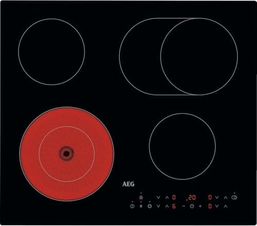 Image of AEG 3000 Series Radiant Hob, Ceramic Hob, HRX64360C, 4 Cooking Zones, 60cm, Touch Control, Gas on Glass, Residual Heat Indicators, Built-in Hob, Black