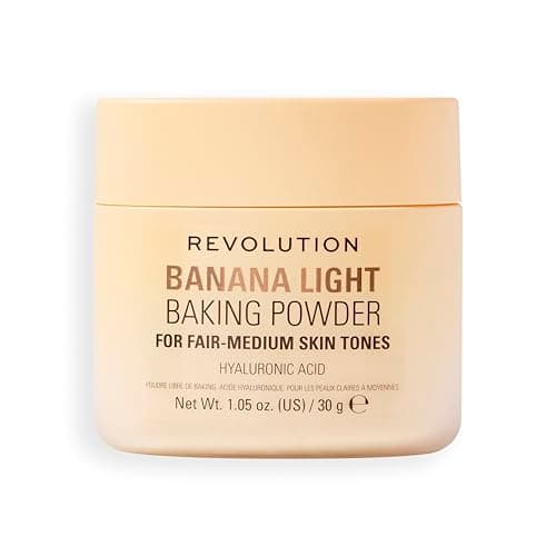 Image of Revolution Loose Baking Powder, Makeup Setting Powder for a Luminous Finish, Absorbs Shine & Excess Oils, Vegan & Cruelty-Free, 30g, Banana Light
