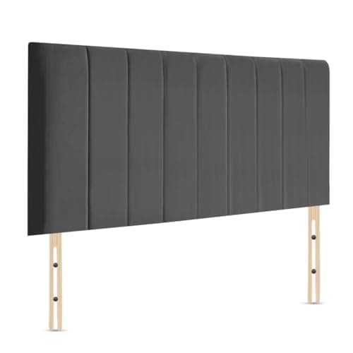 Image of Elixir Furniture Portland Divan Headboard – 3ft Single | 20-Inch Tall Upholstered Headboard | Plush Velvet in Grey | Elegant Padded Design (Blue, 3ft Single Height-20inch)