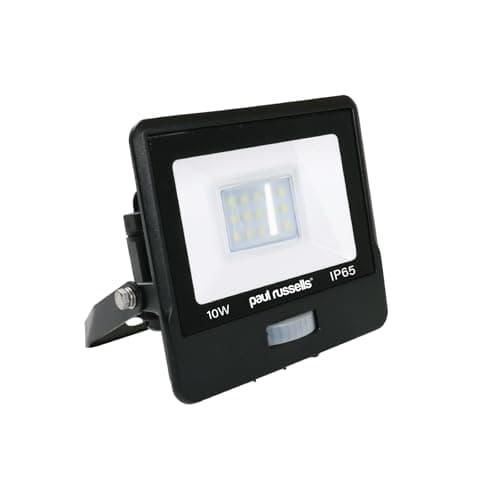 Image of paul russells 10W Motion Sensor Outdoor Lights, 6500K Daylight 1000lm LED Floodlight with PIR Sensor, IP65 Waterproof Outside Security Night Light by Mains Powered for Garden, Outside Wall