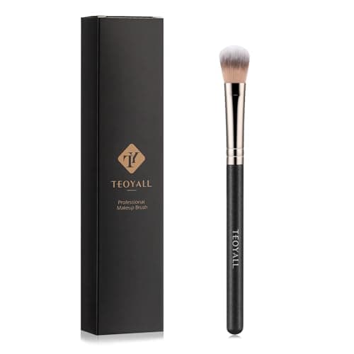 Image of TEOYALL Highlighter Brush, Small Plush Fluflly Synthetic Bristles Tapered Under Eye Setting Brush for Bronzer Cheek with Loose Powder