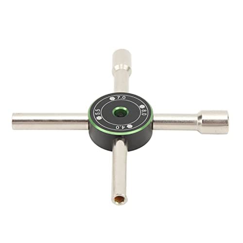 Image of Cross Electric Control Cabinet Key, 4 - Way Wrench with 4 5.5 7 8mm Sizes, Stainless Steel Hand Tool for RC Cars Boats and Valve Maintenance (Green)