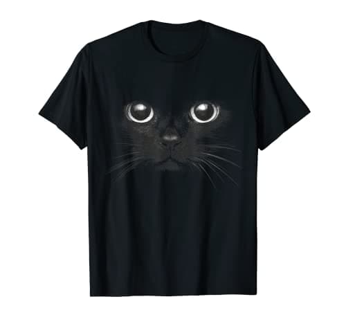 Image of Black Cat Face Graphic Design Funny Cat Lovers Halloween T-Shirt