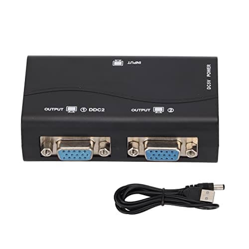 Image of Yosoo Health Gear VGA Splitter, 2 Port 250MHz VGA Audio Video Switcher Splitter 1 PC to 2 Monitors Support Resolution up to 1920 x 1440 for Screen Duplication