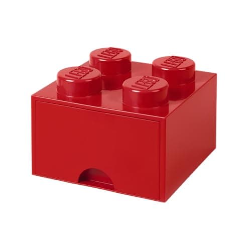 Image of LEGO Brick with 4 Knobs and 1 Drawer Red - Storage Box for LEGO Toys Desk Drawers and Office Supplies Stackable Storage Box Home Decoration Toy Box