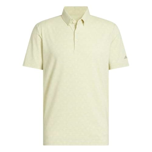 Image of adidas Men's Go-to Printed Stripe Polo Shirt, Powder Yellow Melange/Wonder Silver F23, Medium