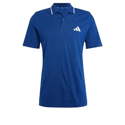 Image of adidas Men's Essential Three Stripes Pique Polo Shirt, Dark Blue/White, L