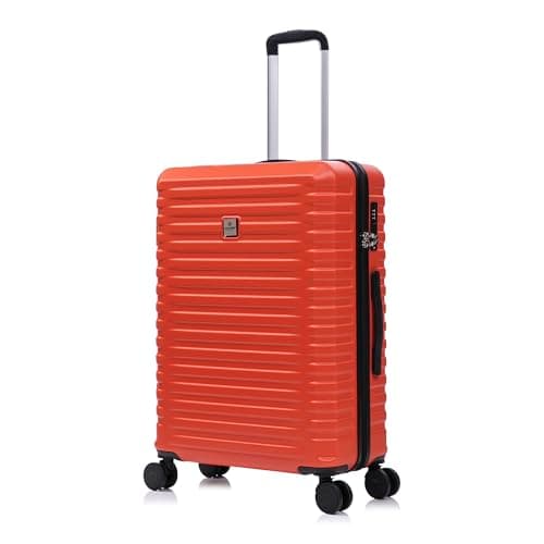 Image of Rocklands Medium Suitcase Hard Shell Lightweight 4 Dual Spinner Wheels Trolley Luggage Suitcase Hold Check in Luggage TSA Combination Lock (Orange, Medium 24")