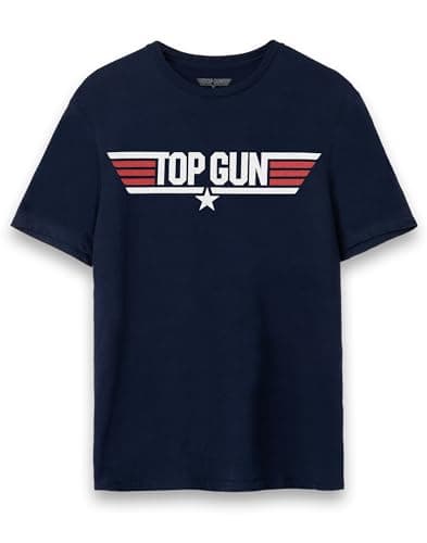 Image of Top Gun Maverick Mens T-Shirt | Adults Maverick Eagle Logo Short Sleeve Graphic Tee in Navy | Fighter Jet Vintage Style USA Action Movie Apparel Top | Iconic Film Series Merchandise Gift