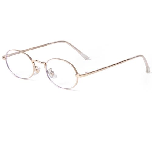 Image of Laurinny Oval Blue Light Blocking Glasses for Women Men Fashion Clear Lens Metal Frame Eyeglasses Computer Reading Glasses(Gold Frame Clear Lens)
