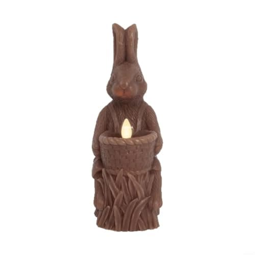 Image of EffiFish Easter Candle, 3D Printed Rabbit Flameless LED Light, Dark Brown for PLA Chocolate Decor For Home Table Centerpiece Party Supplies Festival(20Cm)(20Cm(Deep Brown)